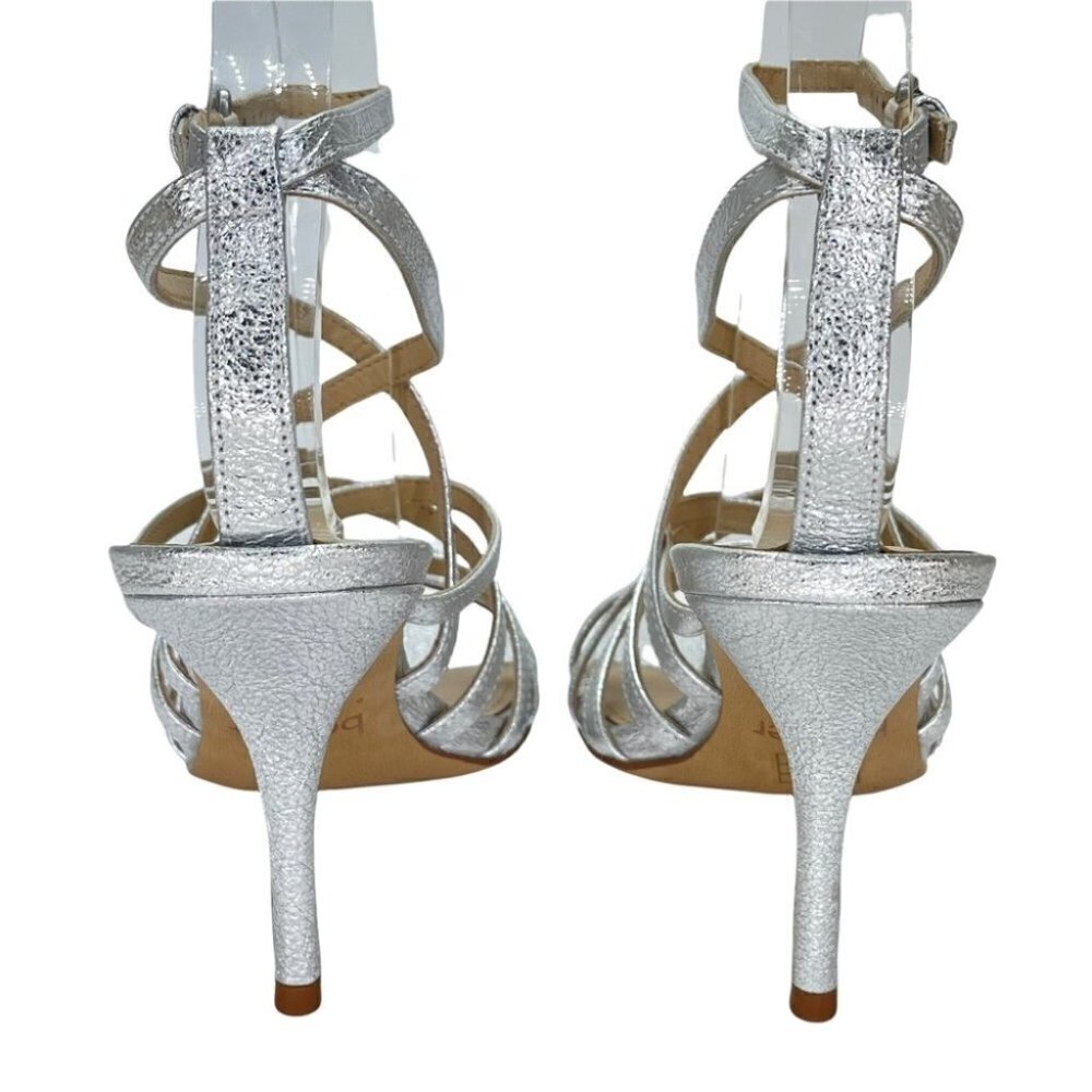 Botkier Lorain Silver Leather Strappy Womens Heels Size 7M - Picture 6 of 13
